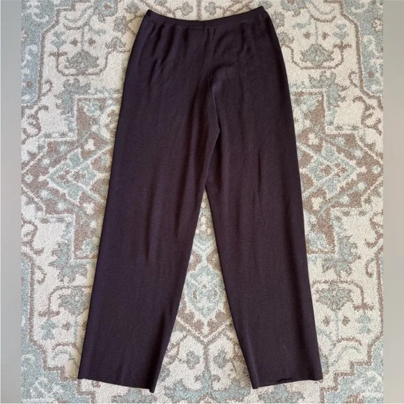 Eileen Fisher Chocolate Brown 100% Wool Lounging Pants Cozy Size M High Waisted - Picture 2 of 6